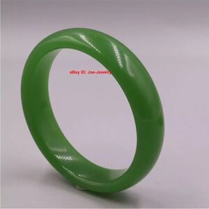 Natural Genuine Dark Green Jadeite Bracelet Jewelry 16.5mm W, 61mm Inner Dia.